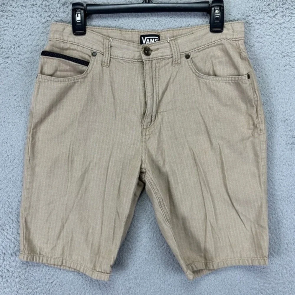Vans Shorts Mens 30 Beige Khaki Chino 100% Cotton Outdoor Flat Front Lightweight
